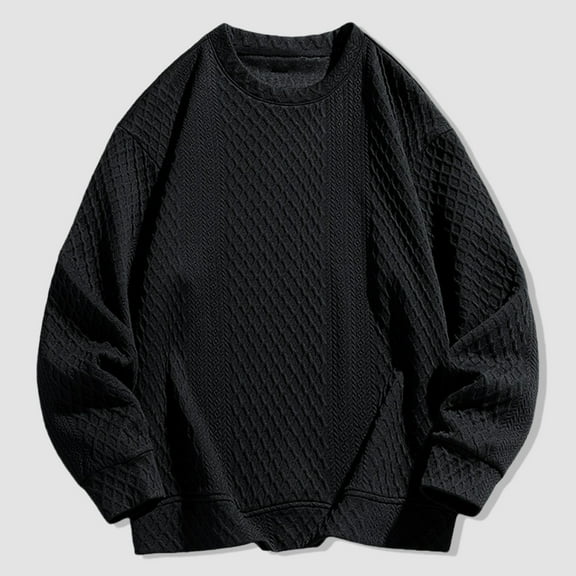 Big and Tall Crewneck Sweatshirts for Men M-8XL Plus Size Pullover Long Sleeve Tees Casual Solid Texture Comfort Basic Loose Sweatshirt