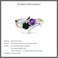 thumbnail image 5 of Gem Stone King 0.97 Ct Round Purple Amethyst Black Onyx 925 Silver and 10K Yellow Gold Lab Grown Diamond Two Stone Crossover Ring (Size 9), 5 of 5