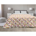 thumbnail image 1 of Abstract Down Alternative Comforter, Classic Diamond Shaped Wavy Lines Points Dots Pastel Modern Geometric, Microfiber Quilt for All Season, 5 Sizes, Pale Pink and White, by Ambesonne, 1 of 3