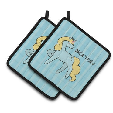 Caroline's Treasures Nursery Dream Big Unicorn Pair of Pot Holders