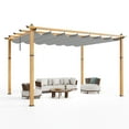 thumbnail image 2 of Garvee 10x13 Ft Outdoor Pergola with Retractable Canopy – Upgraded Aluminum Faux Wood Grain Metal Patio Pergola for Modern Backyard Deck, Porch, Grape Trellis In Grey, 2 of 7