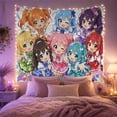 thumbnail image 2 of Eight Chibi Girls with Pastel Stars on Light Background, Energetic Japanese Inspired for Anime Fans, Cute Group Portrait Art, Birthday Gift Tapestry Wall Hanging for Bedroom and Dorm, 2 of 7