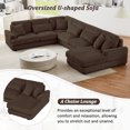 thumbnail image 5 of 129" Oversized Sectional Couch, U-shaped Sofa with Chaise Lounge,5 Seater Modern Upholstered Sofa with Curved Armrests, Modular Deep Seat Sofa for  Living Room, Brown, 5 of 10
