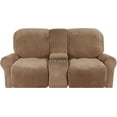 thumbnail image 2 of Housse de Causeuse Inclinable 2024 avec Console Centrale, Housse Extensible en Velours pour Fauteuil Inclinable 2 Places avec Porte-Gobelet, 2 of 10