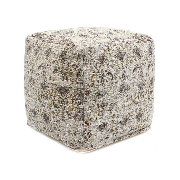 Pasargad Home Grandcanyon 17" Contemporary Cotton Pouf Ottoman in Multi-Color