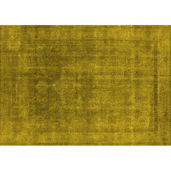 Ahgly Company Machine Washable Indoor Rectangle Oriental Yellow Industrial Area Rugs, 5' x 8'