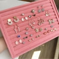 thumbnail image 4 of Pink Velvet B/M/S Necklace Earrings Storage Box Showcase Jewellery Stand Holder Ring  Jewelry Display Organizer Case Tray Holder, 4 of 6