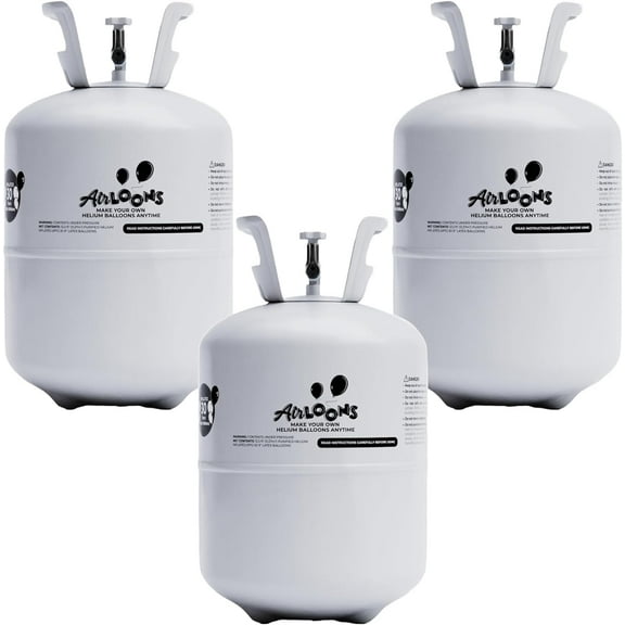 Airloons Portable Disposable Helium Tank  Kit - Pack of 3 | 90 Balloons (Multicolor 9 inch Latex Balloons) Perfect for Celebrations decor