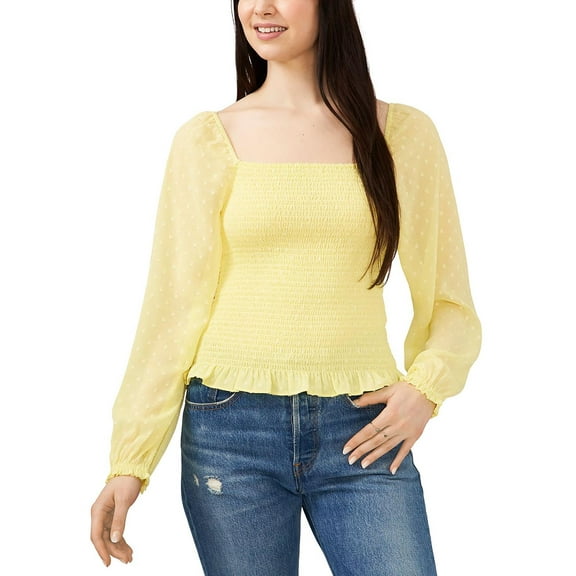 Riley & Rae Womens Ruched Square-Neck Pullover Top