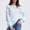 White, variant on Womens Crewneck Pullover Sweater Long Balloon Sleeve Knit Tops Casual Space Dye Blouse with Decorative Button Shoulder Detail Fall Winter Cozy Shirts