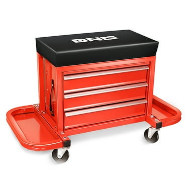 Tool Chest Rolling Mechanic Seat With Tool Trays Red