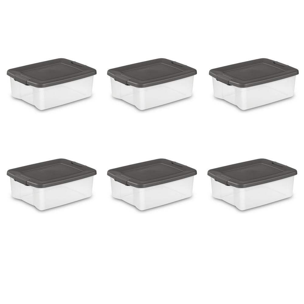 Sterilite 25 Qt. ShelfTotes Clear/ Flat Gray Set of 6