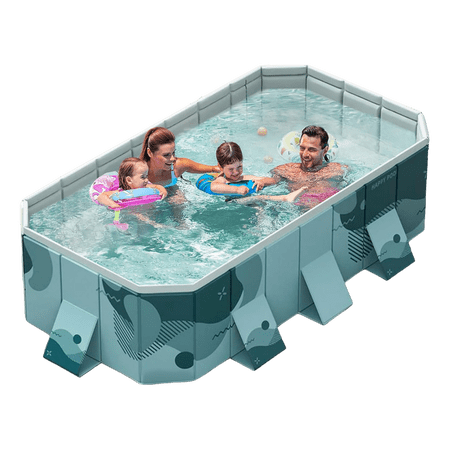 JUANYU 118in Non-Inflate Swimming Pool,Large Foldable Above Ground Swimming Pool for Family and Outdoor Use, 1-8 People,Green