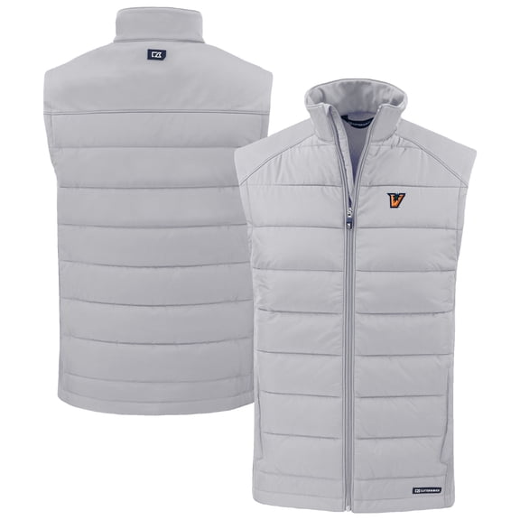 Men's Cutter & Buck Gray Texas-Rio Grande Valley Vaqueros Evoke Hybrid Eco Softshell Recycled Full-Zip Vest
