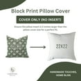 thumbnail image 5 of Fabdivine's Decorative Hand Block Print Pillow Cover for Living Room, 16"X16", Green, Dhruv, 5 of 8