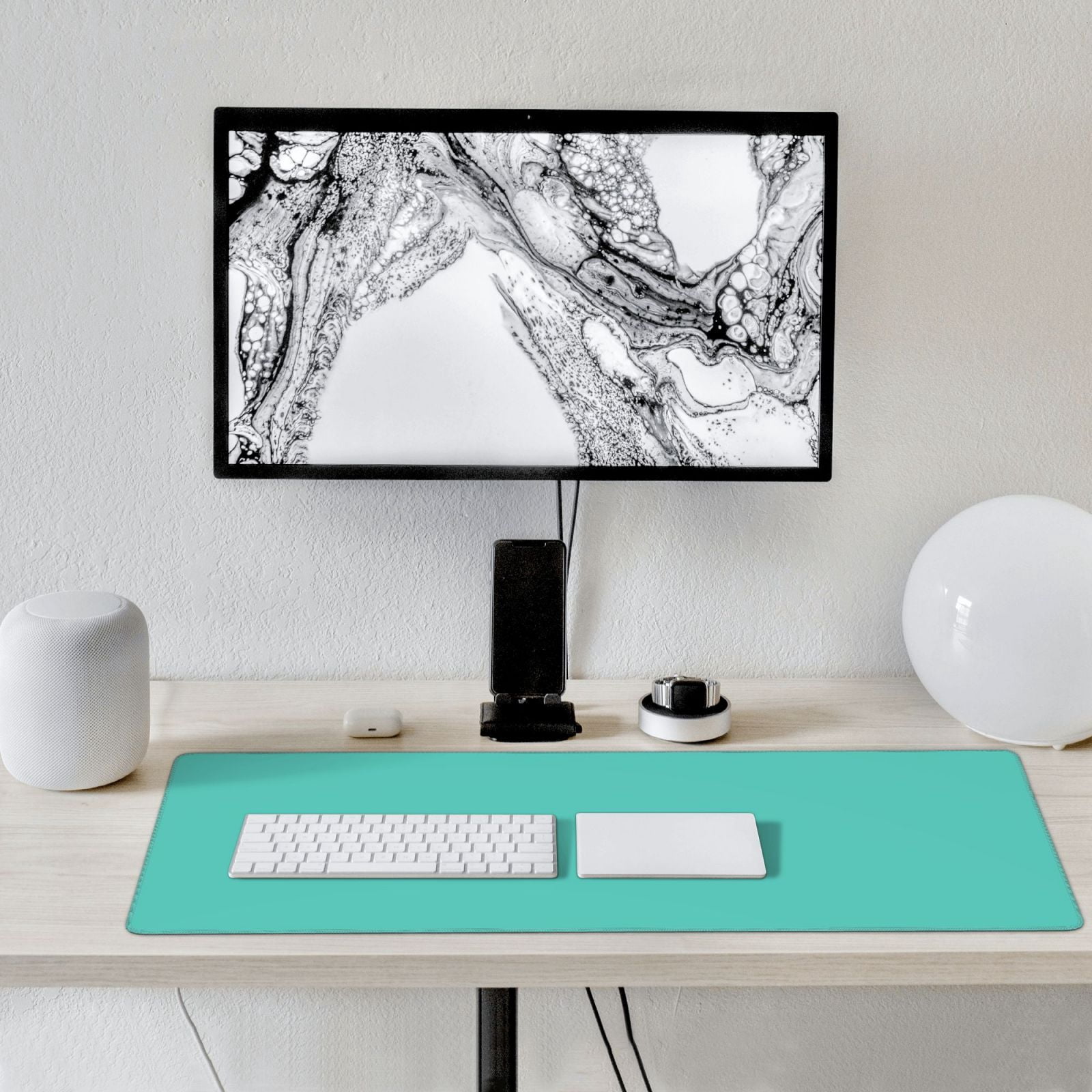 Xecao Teal Turquoise Print Large Mouse Pad, 16x35.5in Mousepad, Professional Non-Slip Rubber Base Big Mouse Pad, Mouse Pad for Gaming & Office Full Desk Mouse Pad