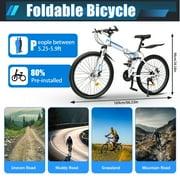 Adjustable Height Adults 26 Folding Bikes, White