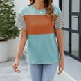 thumbnail image 3 of Summer Women's Trendy Oversized Crewneck Color - Block Striped Shirts, 3 of 8