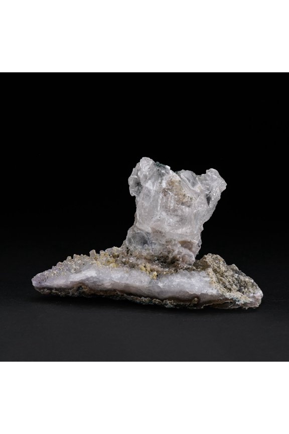 Gypsum Var. Selenite on Quartz from Rio Grande do Sul, Brazil