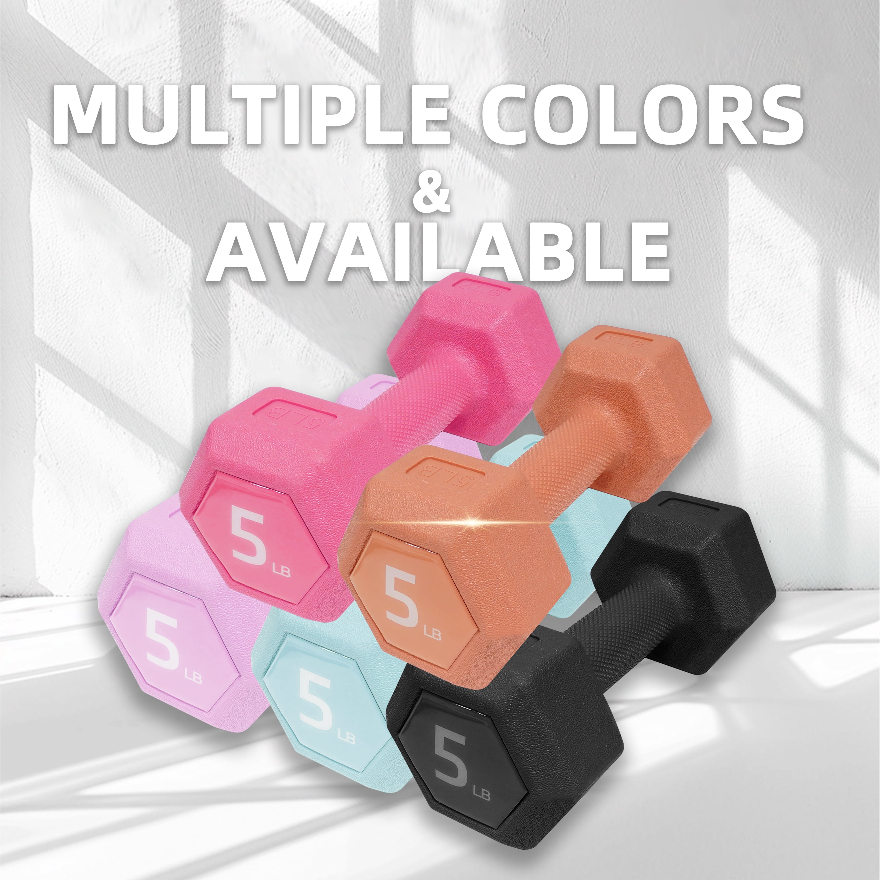 ZTTENLLY Dumbbell Sets with Easy Grip, 5LB Pair, Red, Strength Training