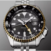 Seiko 5 SSK021 Men Sports GMT Mechanical Automatic Stainless Silver Tone