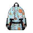 thumbnail image 3 of Football and Basketball Lightblue Pattern Cute School Backpack Bag for School with Padded Back and Adjustable Shoulder Straps 15.25"x11.5"x5.25", 3 of 5
