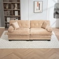 thumbnail image 7 of Modular Sectional Sofa,Chenille Deep Seat Couch Loveseat with Two Extra Pillows, Double Layer Cushion Features Memory Foam and Pocket Springs,for Living Room, Apartment,Studio,Office,Khaki, 7 of 7