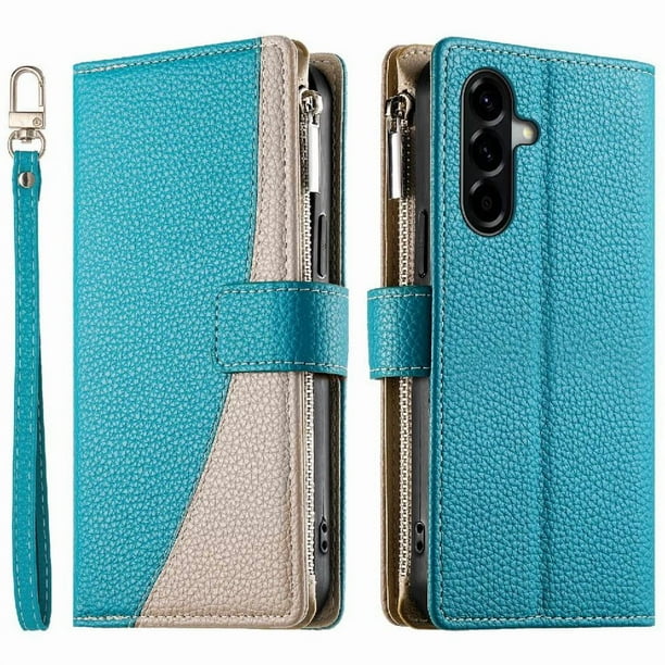 Funda cartera GANGXUN para Samsung Galaxy A56 , cuero PU con tarjetero, cremallera, correa de mano, soporte y protección 462°