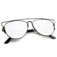 thumbnail image 4 of sunglassLA - Technologic Full Metal Crossbar Flash Mirror Flat Lens Aviator Sunglasses - 54mm, 4 of 4