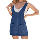 thumbnail image 3 of Vestido Vaquero Informal Sin Mangas para Mujer, Cuello Redondo, Estilo Vintage, Holgado, con Bolsillos, Azul, Talla XL, 3 of 6