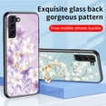 thumbnail image 4 of Nalacover for Samsung Galaxy S21 FE Slim Case,Exquisite Floral Pattern 360 Rotating Diamond Ring Holder Anti-Scratch Soft TPU Silicone Bumper Rubber Tempered Glass Back Cover.Black, 4 of 9