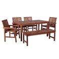 thumbnail image 1 of Walker Edison 6-Piece Chevron Outdoor Patio Dining Set in Dark Brown, 1 of 7