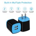 thumbnail image 3 of Hootek Dual Port Fast Charger 2 Port USB Adapter 2.1A Wall Charger Block, Quick Charger Brick with 2 Pack 6FT USB-C Charging Cable Cord Nylon Braided Fast Charging for Samsung, Blue, 3 of 8