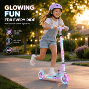 BELEEV Scooter for Kids Ages 6-12, two wheel Kick Scooter for Girls and Boys, Kids Scooter with Light up Wheels , Purple