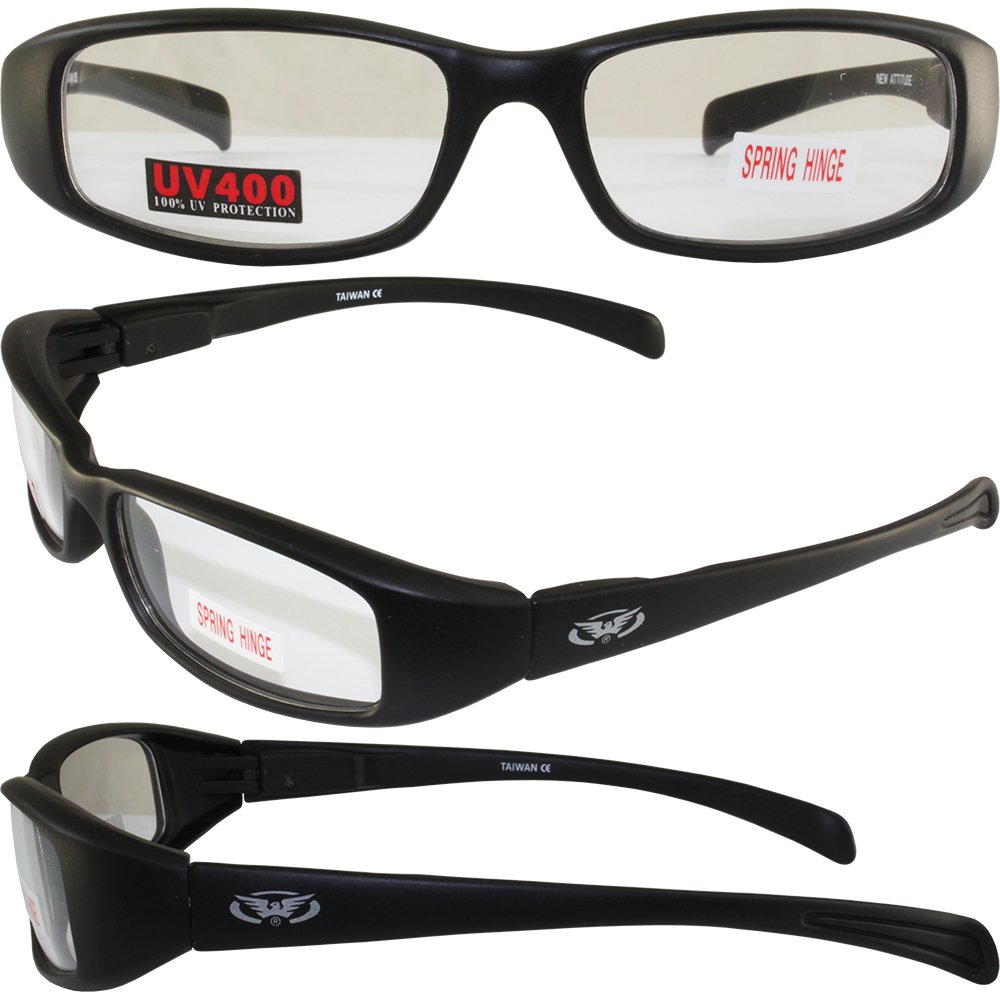 Global Vision Eyewear New Attitude Motorcycle Glasses Black Frame w/ Clear Lens - image 4 of 4