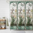 thumbnail image 3 of Teal Green Butterfly Shower Curtain Set with Hooks, Leaves Floral Waterproof Fabric Bathroom Curtains Decor Home Accessories,66 X 72 Inch Long, 3 of 9