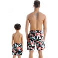thumbnail image 7 of Genuiskids Family Swimsuits Matching Set Father and Son Floral Polka Dot Swim Trunks Bathing Suit Board Shorts, 7 of 7