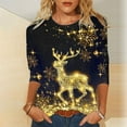 thumbnail image 2 of IROINID Chemises de Noël en Solde pour Femmes Blouse à Manches Longues Col Rond Imprimé, Jaune, 2 of 6