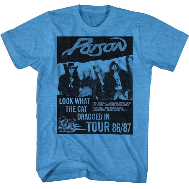 Poison Rock Band Look What Tour Sapphire Heather Adult T-Shirt Tee
