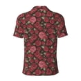 thumbnail image 3 of Vsdgher Rose Flowers Print Men's Short Sleeve Stretch Polo Shirt, Moisture-Wicking Performance Polo Shirt, 3 of 8
