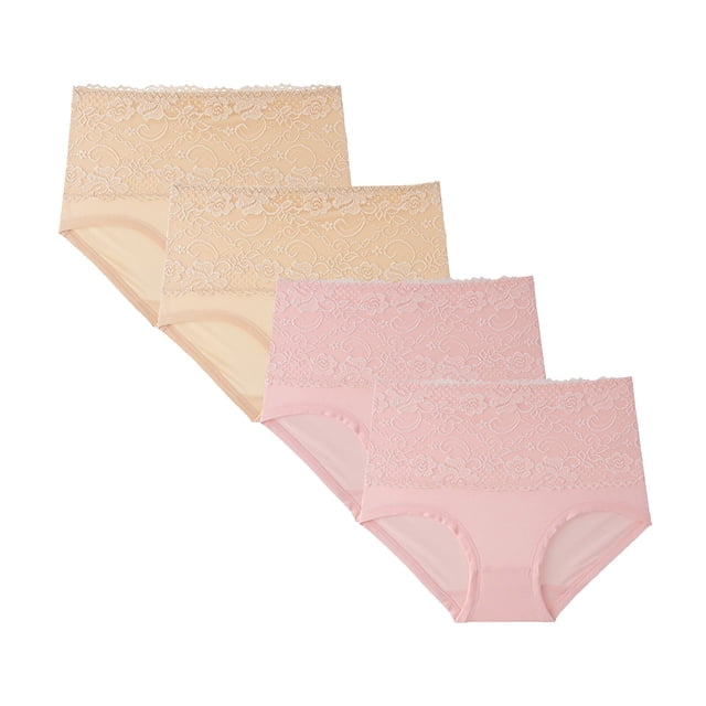 Pantalones cortos moldeadores de cintura alta de encaje para mujer, 4 piezas, bragas con Control de barriga Fridja nalpqowj14518