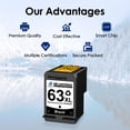 thumbnail image 3 of Ink Cartridge 63XL Black and Color Combo Compatible for HP Ink 63 to Use with HP Deskjet 2622 2624 2652 2655 3720 3721 3722 3723 3732 3758 Envy 5052 5058 (3 Pack), 3 of 8