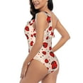 thumbnail image 4 of Easygdp Red Ladybug Women's One Shoulder Ruffle Monokini Bathing Suits with Removable Chest Pad, Quick Drying - Small, 4 of 8