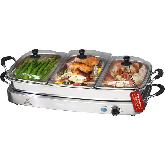 Oster Buffet Server Warming Tray A Triple Tray Quart Stainless Steel