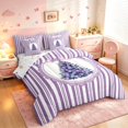 thumbnail image 2 of Manfei Christmas Tree 7-Piece Twin Bedding,Cartoon Bowknot Striped Bedding Comforter Set,Purple White,Christmas Reversible, 2 of 6