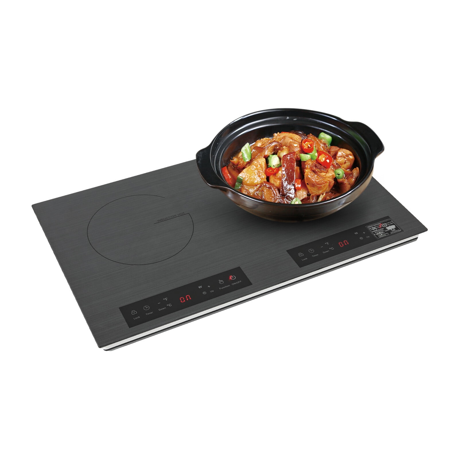 Double Induction Cooktop, 2000W Electric Induction Cooker with LED Display, 9 Gears Adjustment, 3H Timer