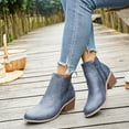 thumbnail image 2 of Retro Chelsea Boots Women Splice Leather Hollow out Chunky Stacked Heel Dress Fall Booties Pointed Toe Side Zipper Ankle Boots, 2 of 6