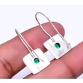 thumbnail image 2 of Emerald (Simulated) 925 Sterling Silver Two Tone Earring 1.95" E_9338_131_36, Gemstone Silver Jewelry, New Year Sale, Valentin's Day Gift, 2 of 2