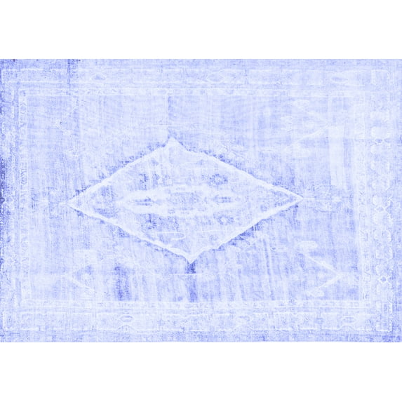 Ahgly Company Machine Washable Indoor Rectangle Persian Blue Traditional Area Rugs, 2' x 5'