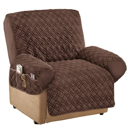 recliner pockets furniture quilted protector stretch diamond storage shape chocolate walmart